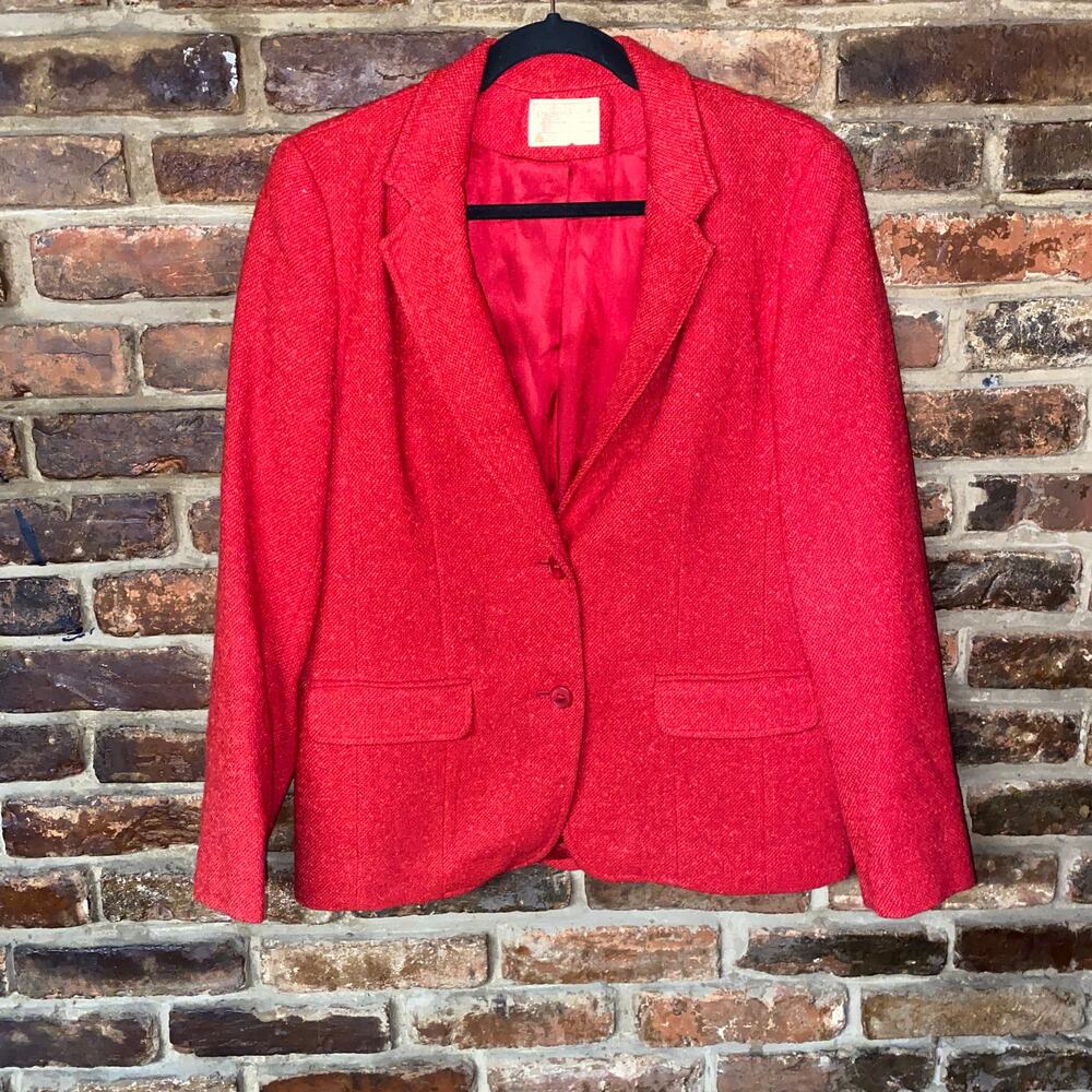 Pendleton Vintage 1960-70s Red 2-Button Wool Blazer Jacket Women's Size 10